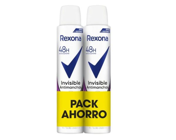 Pack Duplo Desodorante Rexona Invisible Spray 200 ml 48 H