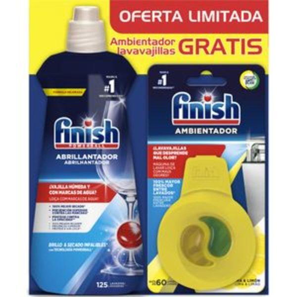 Abrilhantador Lava-louças Finish 500 ml + Ambientador Limão