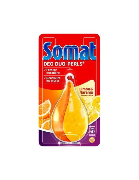 Ambientador lava-louças Somat Deo Duo-Perls limão&laranja 60 lavados
