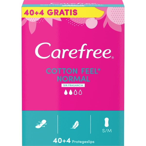 Carefree Protege Slip Cotton Normal Transpirable Sin Fragancia 40 + 4 Uds