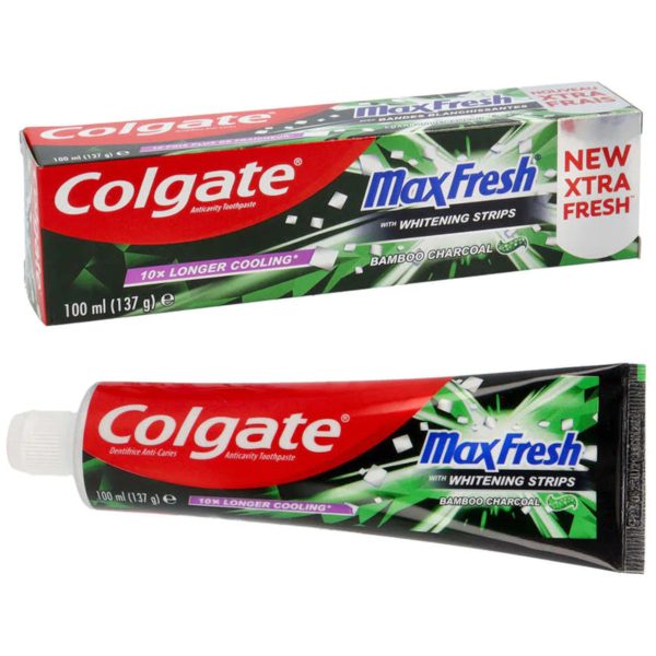 Colgate Dentífrico Max Fresh Carbón Bambú y Tiras Blanqueadoras 100 Ml