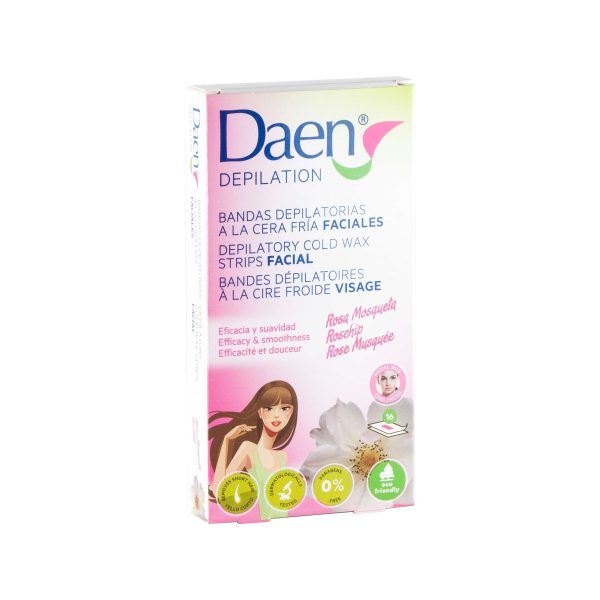 Daen Rosa Mosqueta Bandas Depilatórias A Cera Fria Faciais 16 Unds