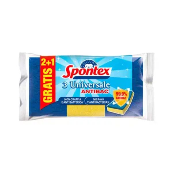Estropajo universal SPONTEX spons blauw 2+1 niet krast