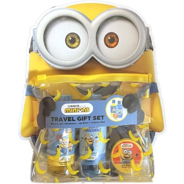Set Minions Reis Toilettas 3 Delen Gel 60 ml-Shampoo 60 ml-Lipbalsem