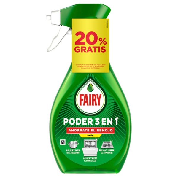 Fairy Lavagem de Louça Spray 500 ml 20% Grátis