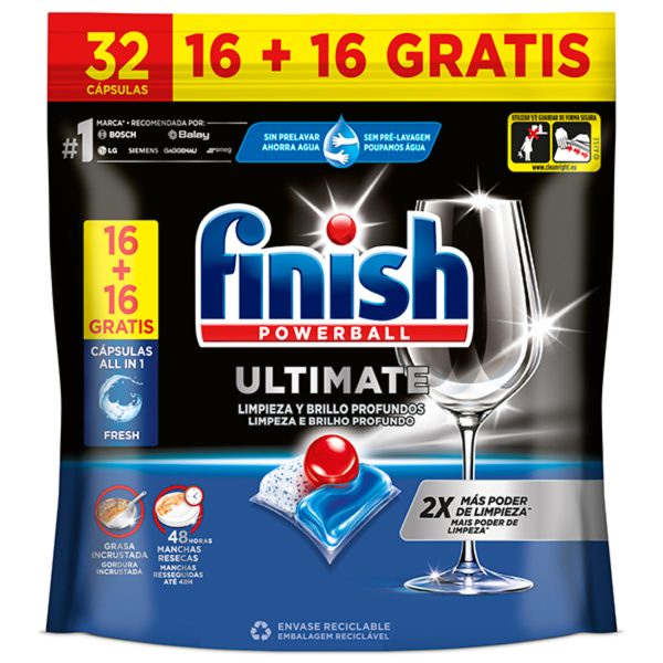 Finish Lava-louças Ultimate 32 Lavados 16 Litros