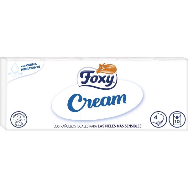 Foxy Cream Χαρτομάντηλα με ενυδατική κρέμα 4 στρώσεων 10 μονάδες