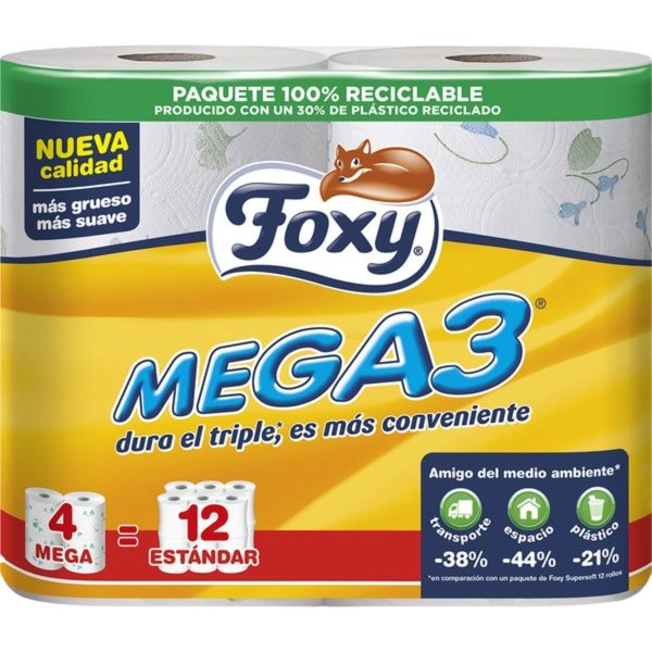 Foxy Mega3 triplo rotolo carta igienica 4 unità