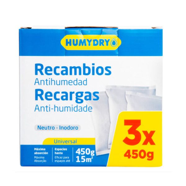Humydry Antihumiditeitsvervangers voor ontvochtiger 3 eenheden x 450 g