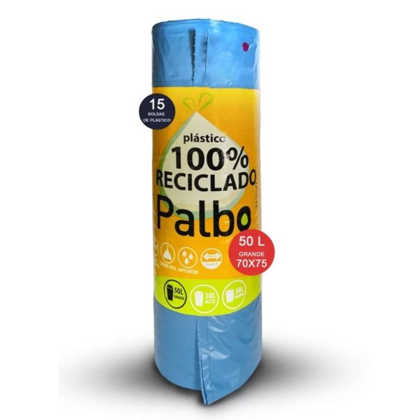 Palbo Blaue Mülltüte 50 Liter 15 Einheiten – Leichter Verschluss