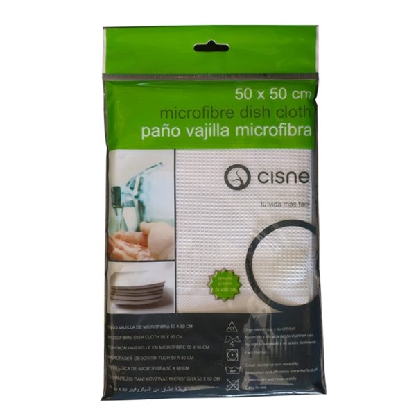 Paño CISNE vajilla microfibra blanco 50x50cm