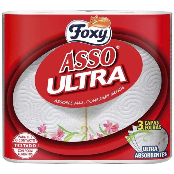 Papel De Cocina Ultra Absorbente 3 Capas 2 Rollos Asso