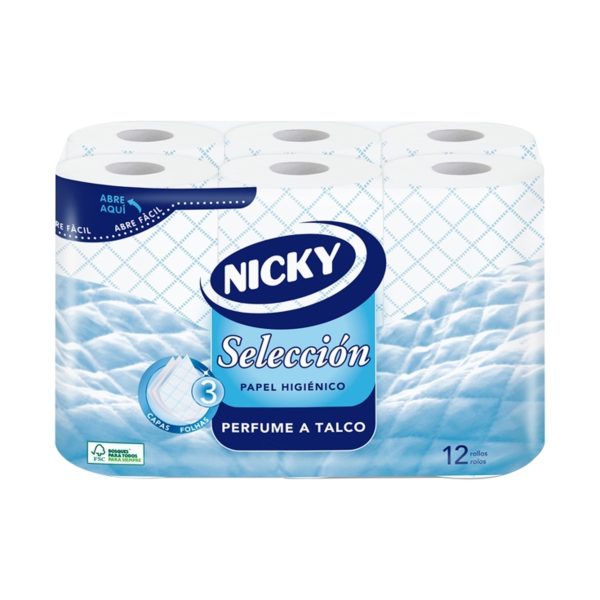 Χαρτί υγείας NICKY 3 στρώσεων επιλογή ταλκό 12 ρολά