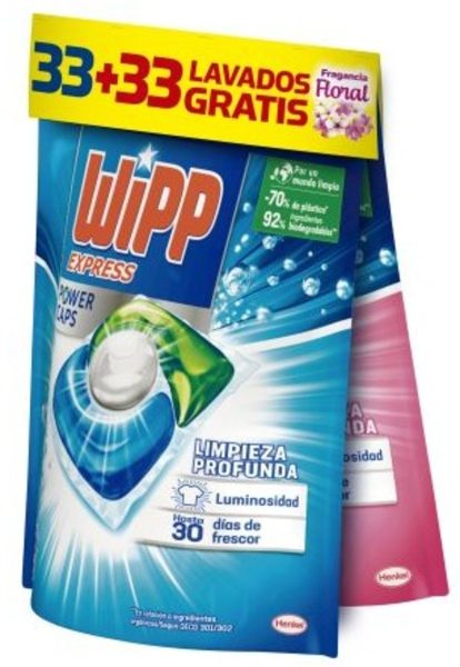 Wipp Detergente Power Caps+ Detergente Explosión Floral Gratis