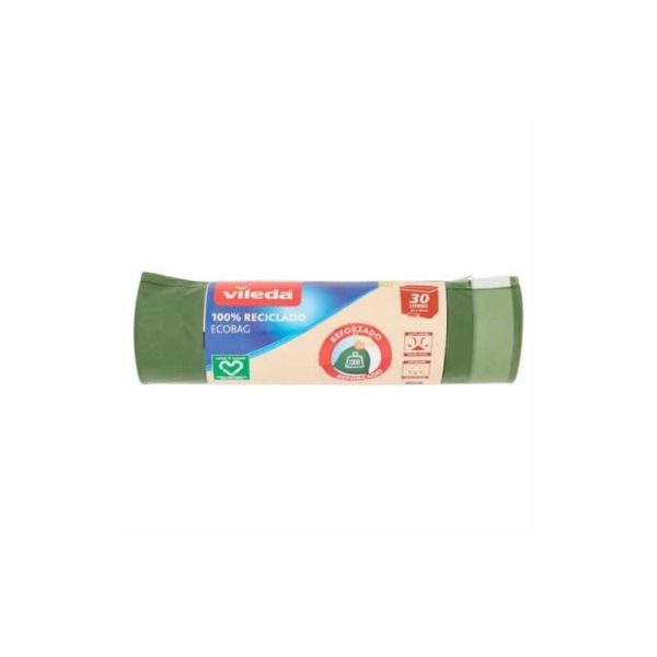 Sacs poubelle Vileda renforcés 30L verts 15 unités (57×57 cm)