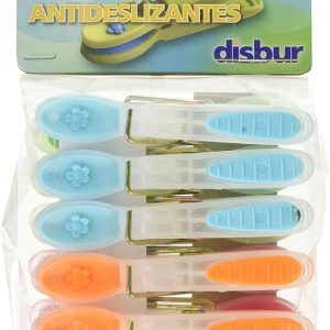 Disbur Pinza Ropa plástico antideslizante 12 unidades
