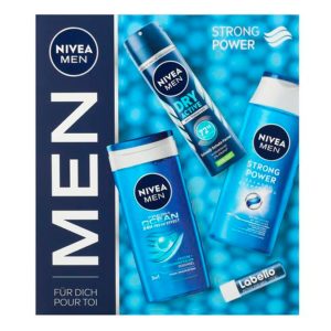 Nivea Men Strong Power Gel 250 ml + Champú 250 ml + Desodorante 150 ml + Lavavajillas 4 unidades