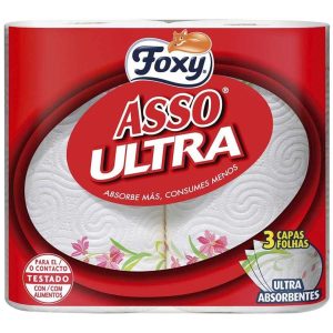 Papel De Cocina Ultra Absorbente 3 Capas 2 Rollos Asso